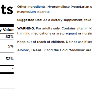 Albion Magnesium & calcium 90 veggie caps Nutrition Facts