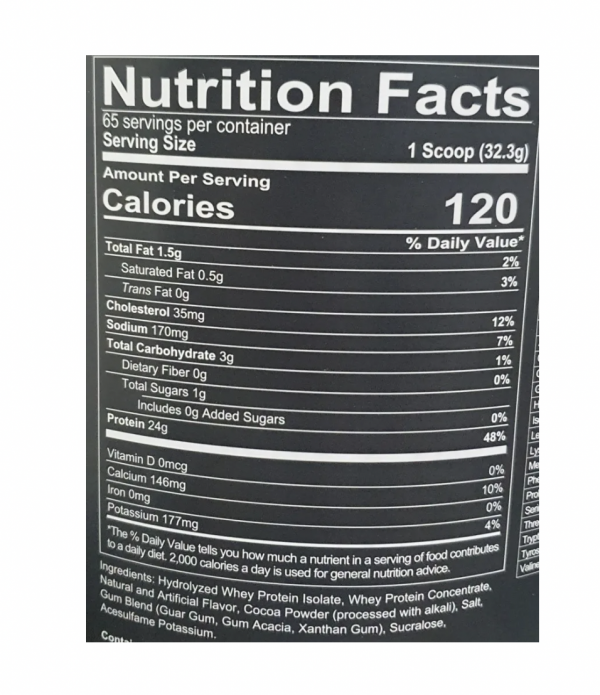 Informacion nutricional ration 5 libras cookies